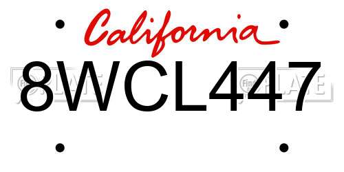 8WCL447 California License Plate