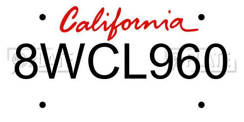 8WCL960 California License Plate