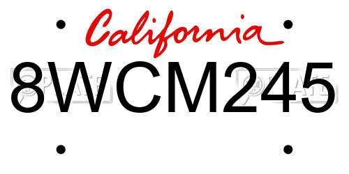 8WCM245 California License Plate