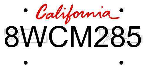 8WCM285 California License Plate