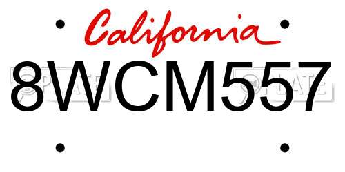8WCM557 California License Plate