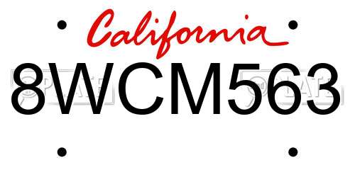8WCM563 California License Plate
