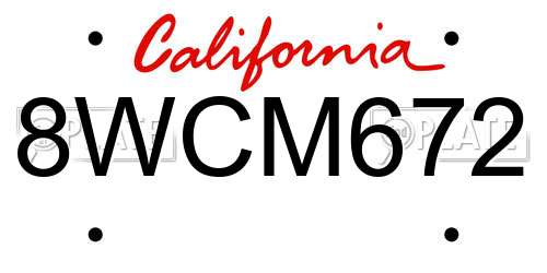 8WCM672 California License Plate