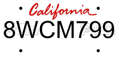8WCM799 California License Plate