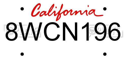 8WCN196 California License Plate