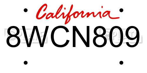 8WCN809 California License Plate