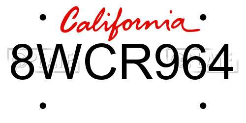 8WCR964 California License Plate