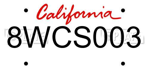 8WCS003 California License Plate