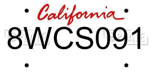 8WCS091 California License Plate