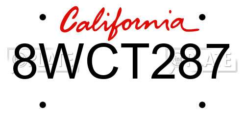 8WCT287 California License Plate
