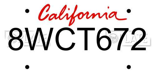 8WCT672 California License Plate