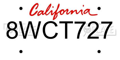 8WCT727 California License Plate