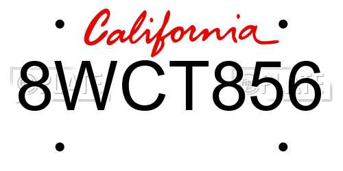 8WCT856 California License Plate