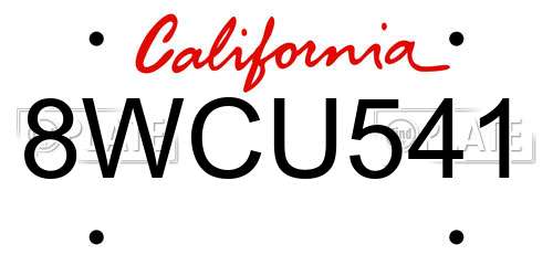 8WCU541 California License Plate