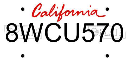 8WCU570 California License Plate