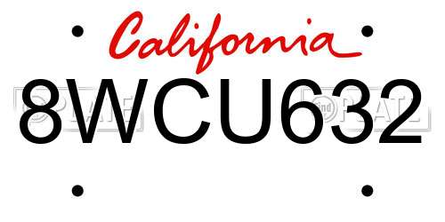 8WCU632 California License Plate