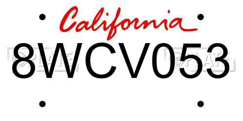 8WCV053 California License Plate