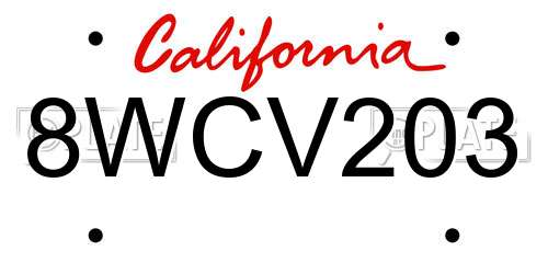 8WCV203 California License Plate