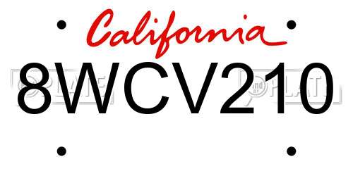 8WCV210 California License Plate