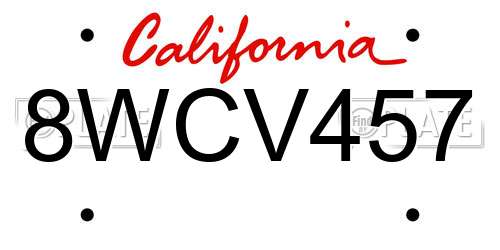 8WCV457 California License Plate