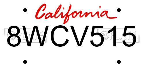 8WCV515 California License Plate