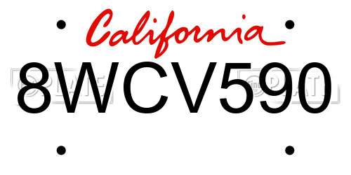 8WCV590 California License Plate