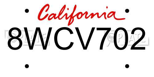 8WCV702 California License Plate
