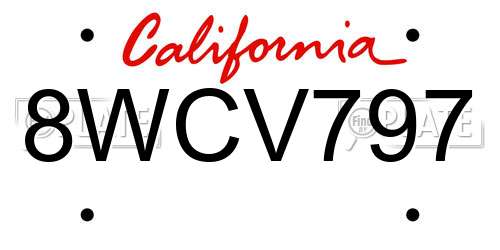 8WCV797 California License Plate