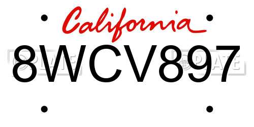8WCV897 California License Plate