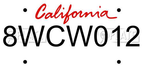 8WCW012 California License Plate