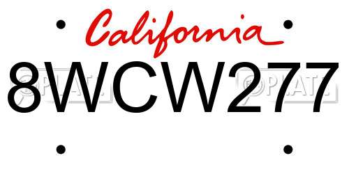 8WCW277 California License Plate