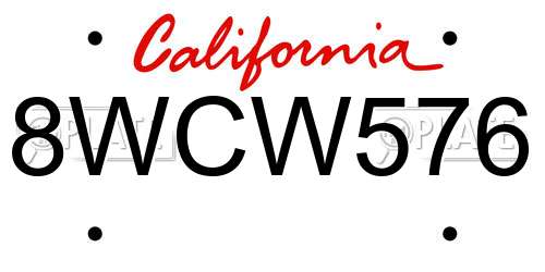 8WCW576 California License Plate