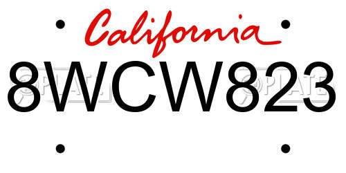 8WCW823 California License Plate