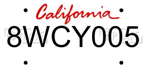 8WCY005 California License Plate