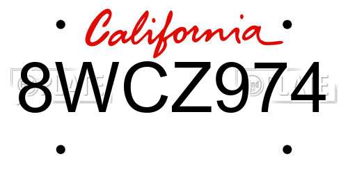 8WCZ974 California License Plate