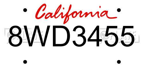 8WD3455 California License Plate