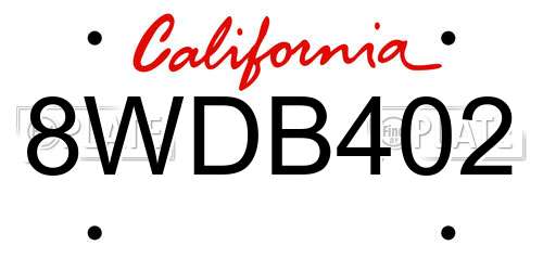 8WDB402 California License Plate