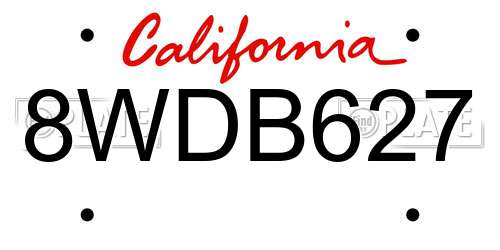 8WDB627 California License Plate