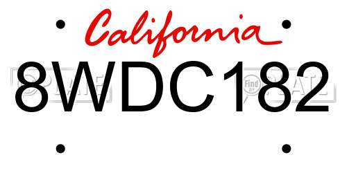8WDC182 California License Plate