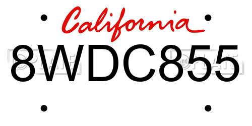 8WDC855 California License Plate