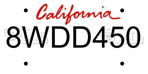 8WDD450 California License Plate