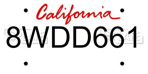 8WDD661 California License Plate