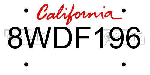 8WDF196 California License Plate