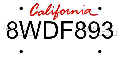 8WDF893 California License Plate