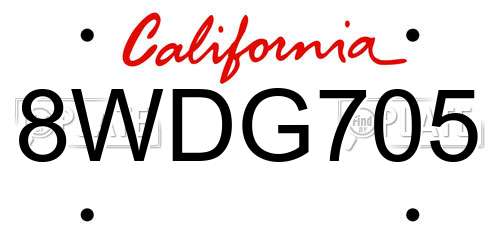 8WDG705 California License Plate