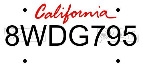 8WDG795 California License Plate