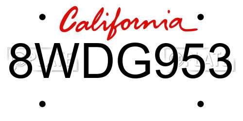 8WDG953 California License Plate