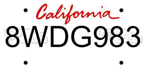 8WDG983 California License Plate