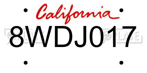 8WDJ017 California License Plate