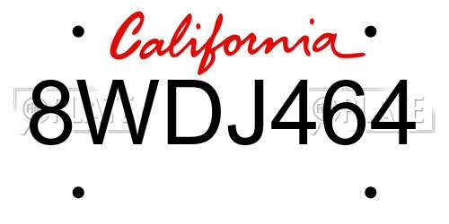 8WDJ464 California License Plate
